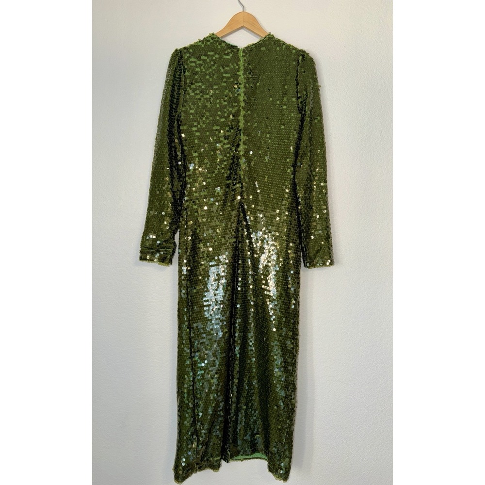 Olive Green Sequin Midi Dress - Women